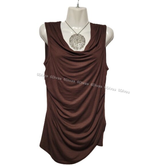 Womens Sleeveless Top, Cotton Brown Top, Comfy Blouse Top - Size S M L XXL - NEW - Picture 3 of 11